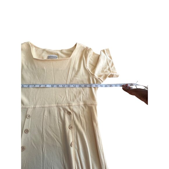 Vintage Coldwater Creek Womens Square Neck Midi Peasant Dress Yellow Cottagecore - Picture 4 of 9